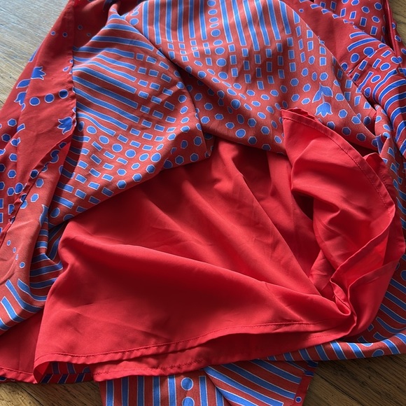 Modcloth NWT Pleasant Confidence Tie-Neck Dress Red and Blue Print Size 6 - Picture 13 of 16
